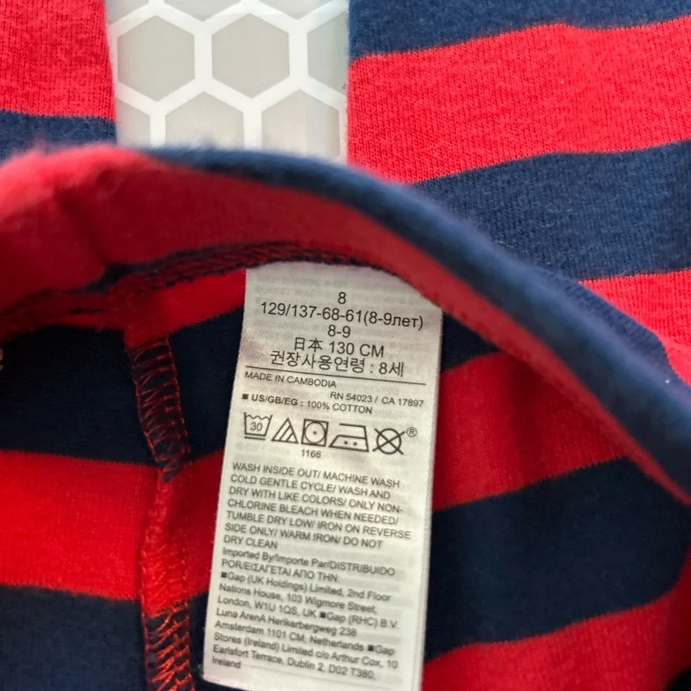 GAP Red and Navy Striped Long Sleeve Pajama Set Size 8